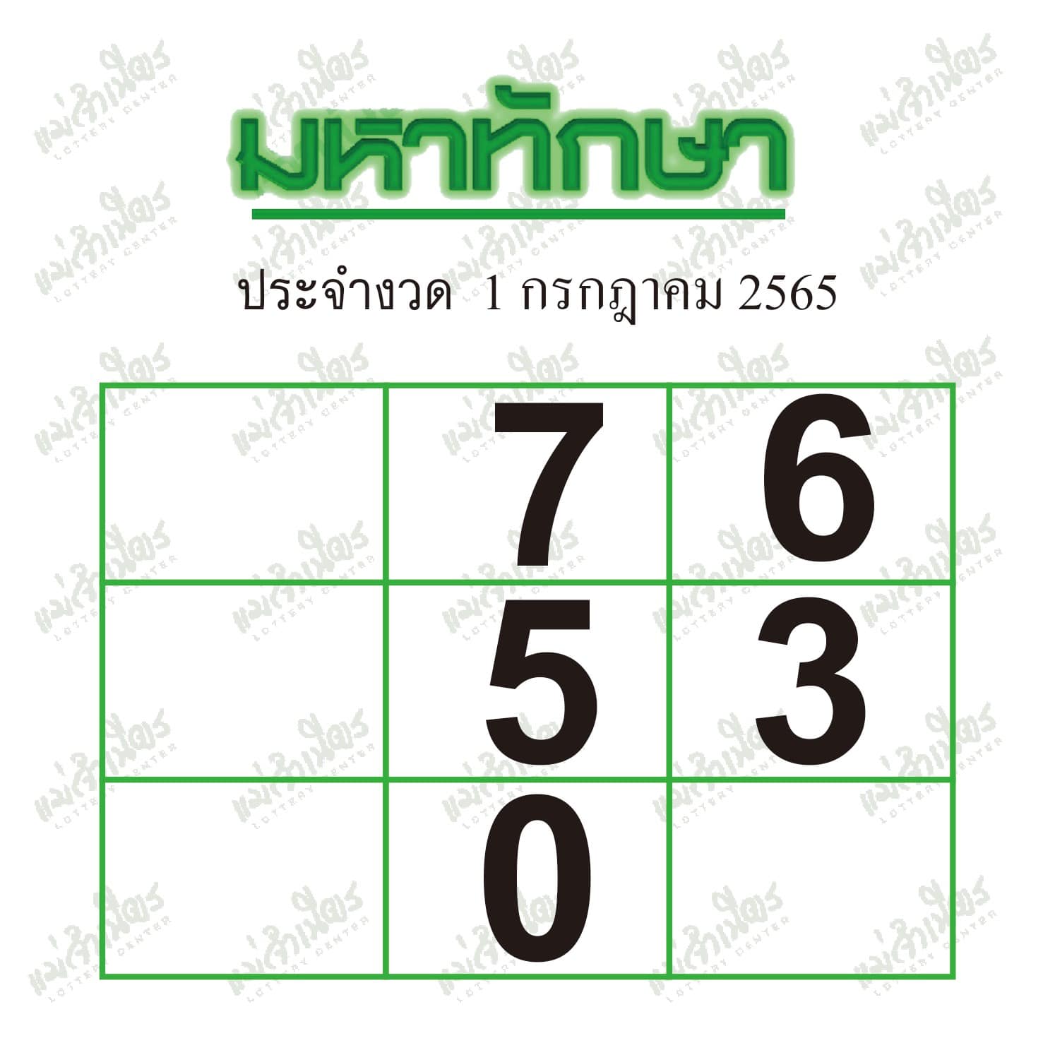 Huay Maha Taksa 010765 หวยมหาทักษา 01/07/65