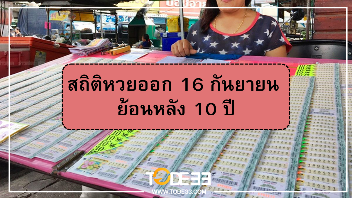 สถิติหวยออก 16 กันยายน